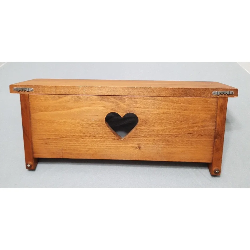 Vintage Wooden Wall Shelf Heart Cutout 2 Pegs Cottagecore Country Farmhouse 18